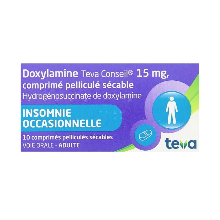 Doxylamine Teva 15mg 10cpr, Détente et sommeil, e-Pharmacie IllicoPharma
