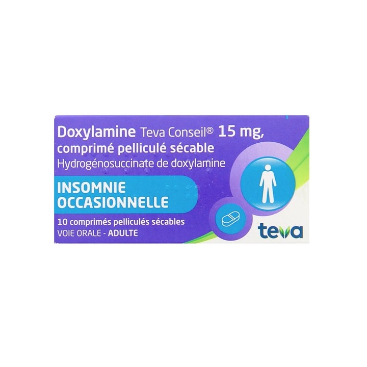 Doxylamine Teva 15mg 10cpr, Détente et sommeil, e-Pharmacie IllicoPharma