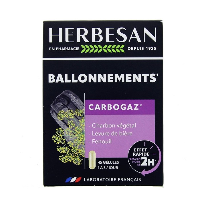 Carbogaz Herbesan 45 gélules - Digestion, transit