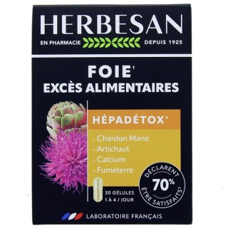 Herbesan Hepadetox x30 gélules - Foie - Excès Alilemntaires - IllicoPharma