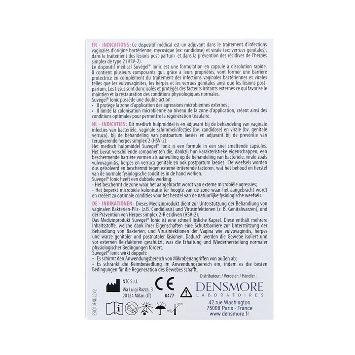 Suvegel Ionic - 10 capsules vaginales - Densmore - Pharmacie en ligne IllicoPharma