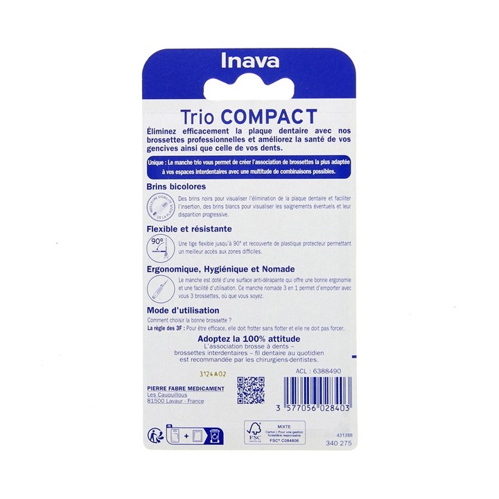 Trio Compact Brossettes Interdentaires 1/1/1 x2 Inava - IllicoPharma