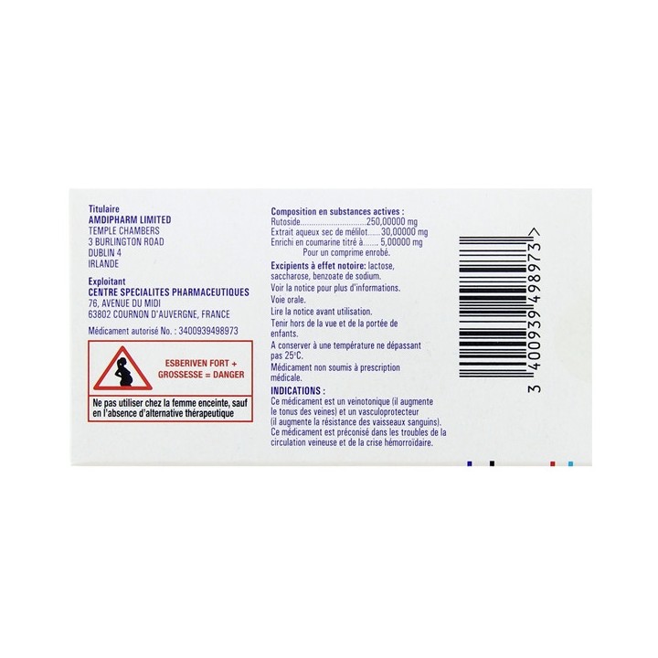 Esberiven Fort 60cpr, Jambes lourdes, varices, e-Pharmacie IllicoPharma