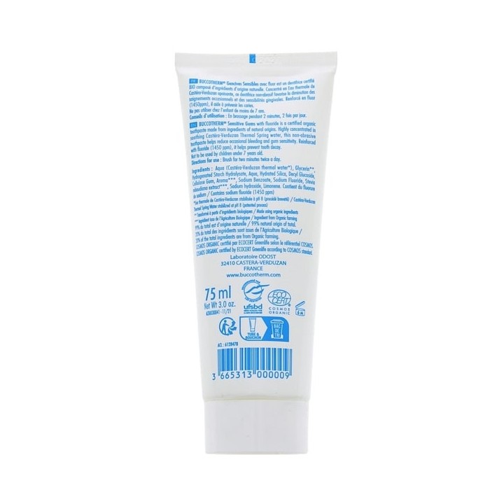 Gel Dentifrice à l'Eau Thermale Gencives Sensibles Avec Fluor Bio 75ml Buccotherm - IllicoPharma