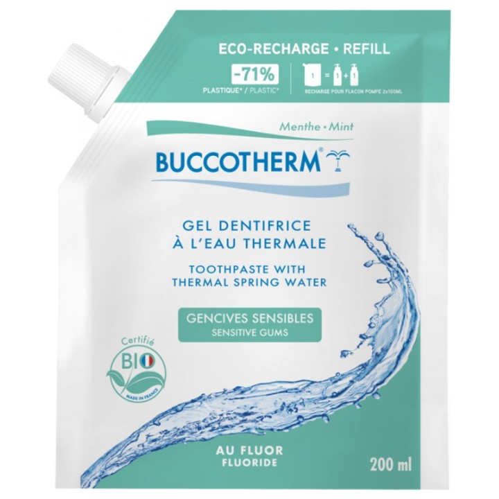 Gel Dentifrice à l'Eau Thermale Gencives Sensibles Bio Éco-Recharge 200ml Buccotherm - IllicoPharma