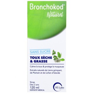 Bronchokod Naturel Toux Sèche & Grasse Sans Sucre 120ml - IllicoPharma