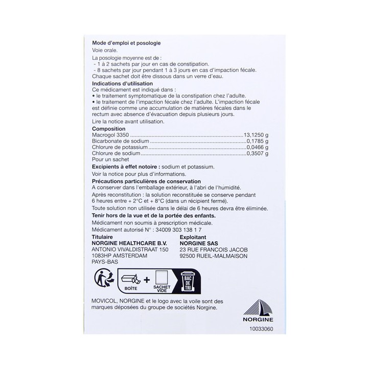 Movicol Citron 10 sachets, Constipation, Pharmacie en ligne IllicoPharma