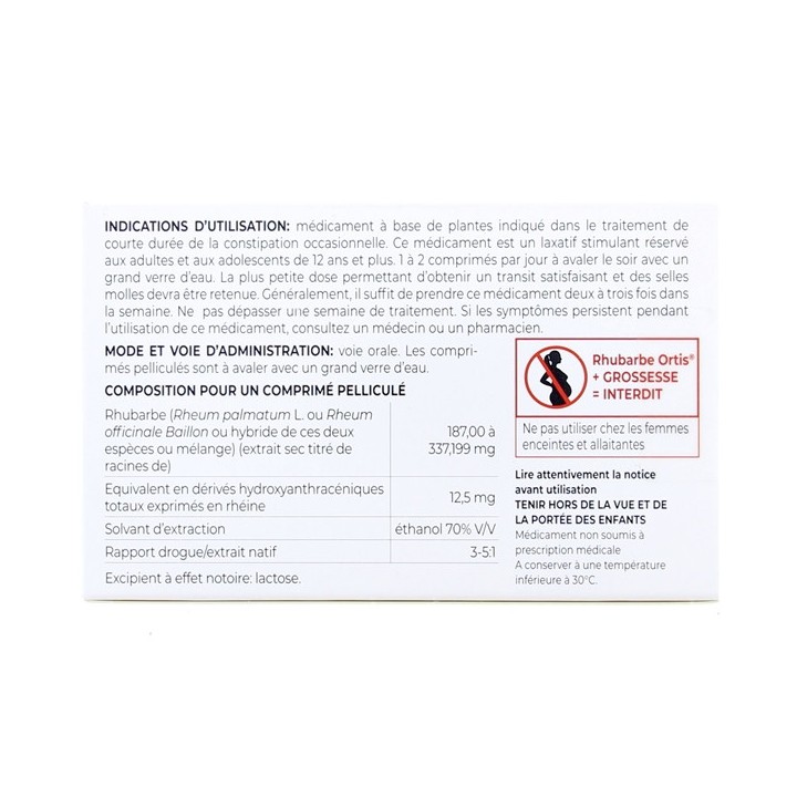 Rhubarbe Ortis Constipation Occasionnelle x30cpr - IllicoPharma
