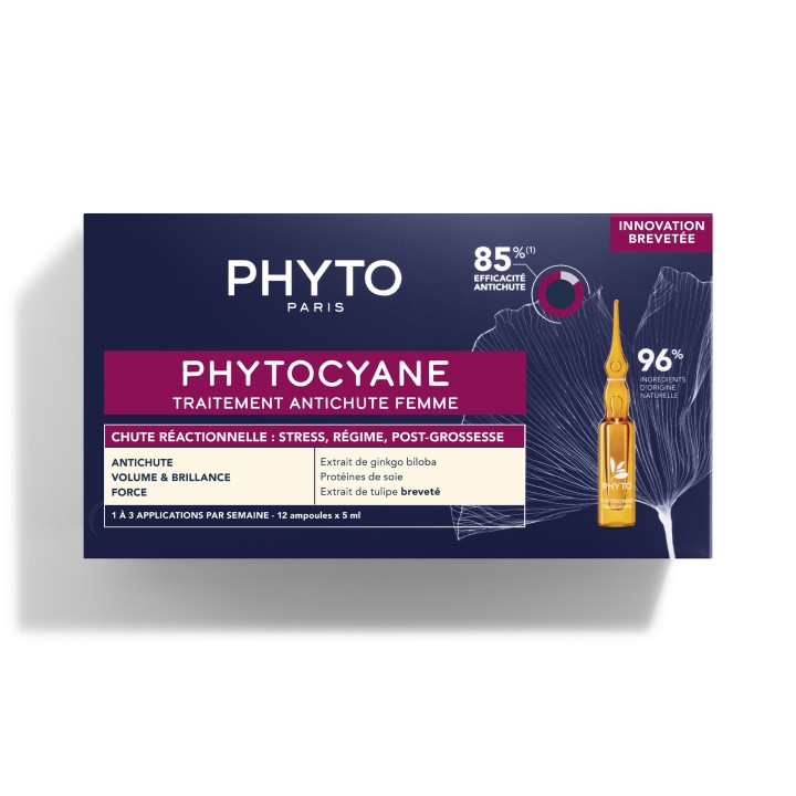Phytocyane Traitement antichute réactionnelle femme - 12 ampoules - Phyto - IllicoPharma