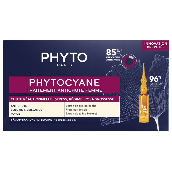 Phytocyane Traitement antichute réactionnelle femme - 12 ampoules - Phyto - IllicoPharma