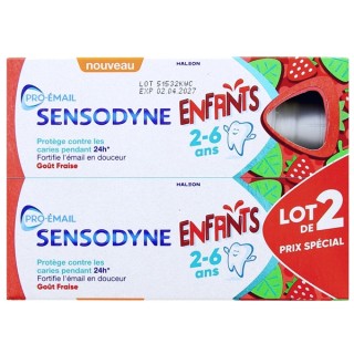 Dentifrice Pro-Émail Enfant 2-6 ans Fraise 2x50ml - Sensodyne - IllicoPharma