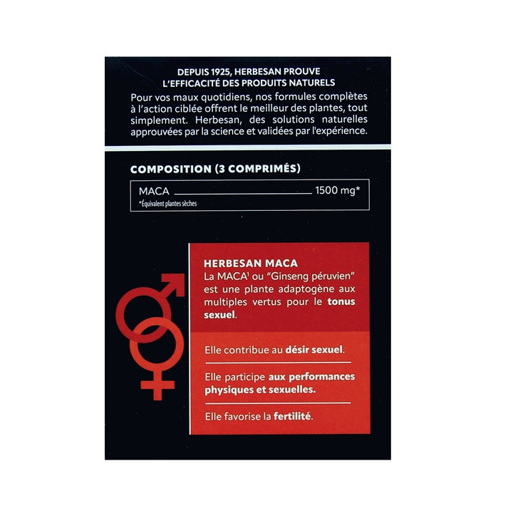 Tonus Sexuel Désir et Performance Maca 1500mg x90cpr - Herbesan - IllicoPharma