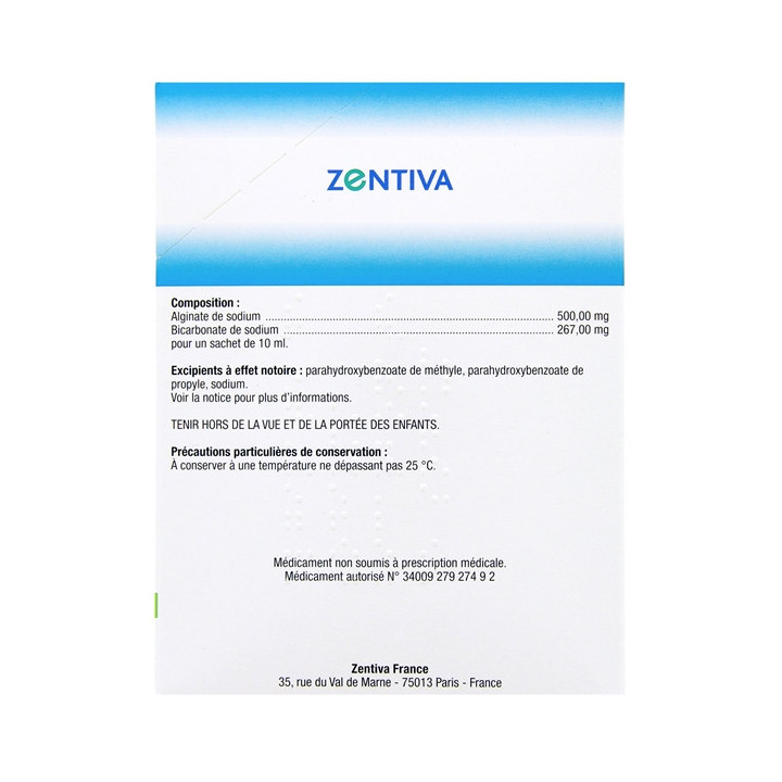 Alginate de Sodium/Bicarbonate de Sodium Suspension Buvable en Sachet x24 - IllicoPharma