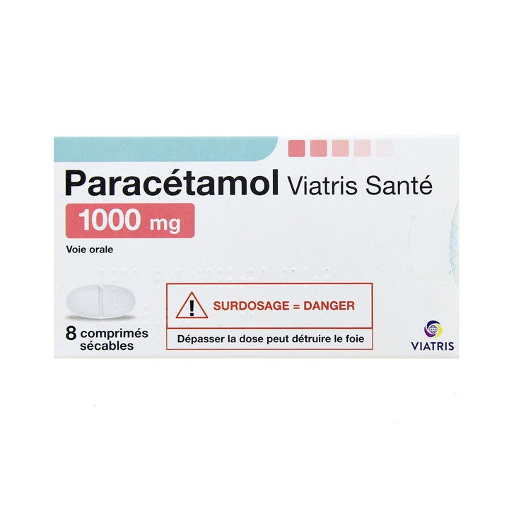 Paracétamol 1000mg x8cpr sécables - Viatris - Pharmacie en ligne IllicoPharma