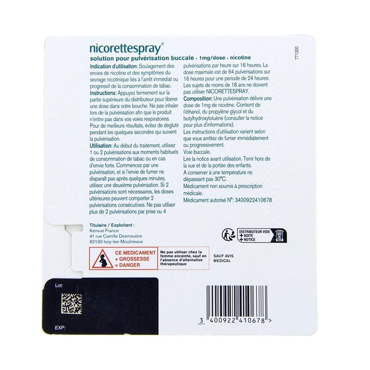 NicoretteSpray 1mg Menthe Fraîche x2 - Arrêt du tabac - IllicoPharma