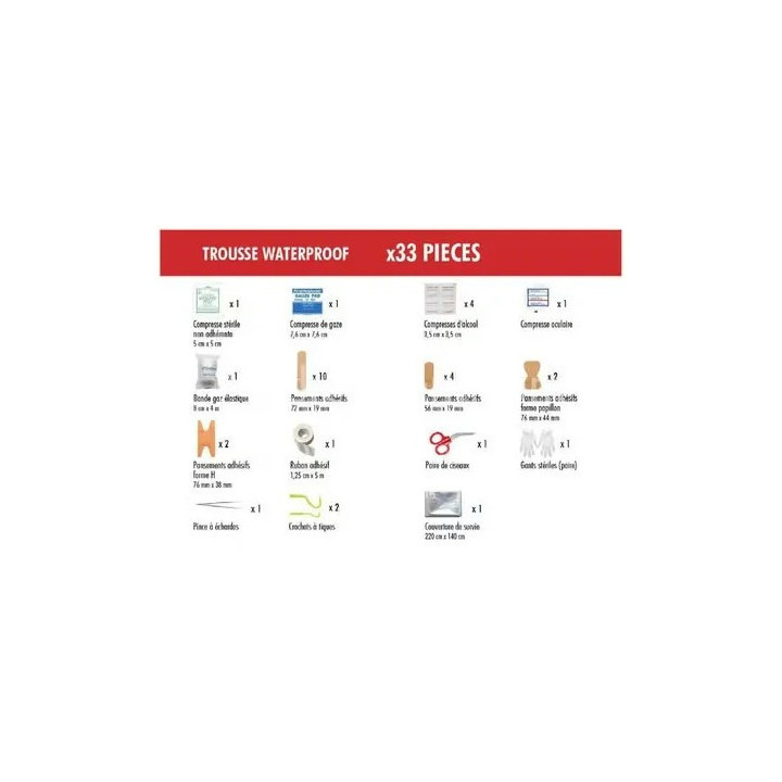 Trousse de secours Waterproof 33 composants – Pharmavoyage – IllicoPharma