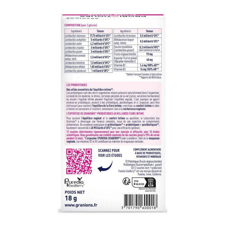 Probiotiques Flore Intime x40 gélules – Granions – IllicoPharma