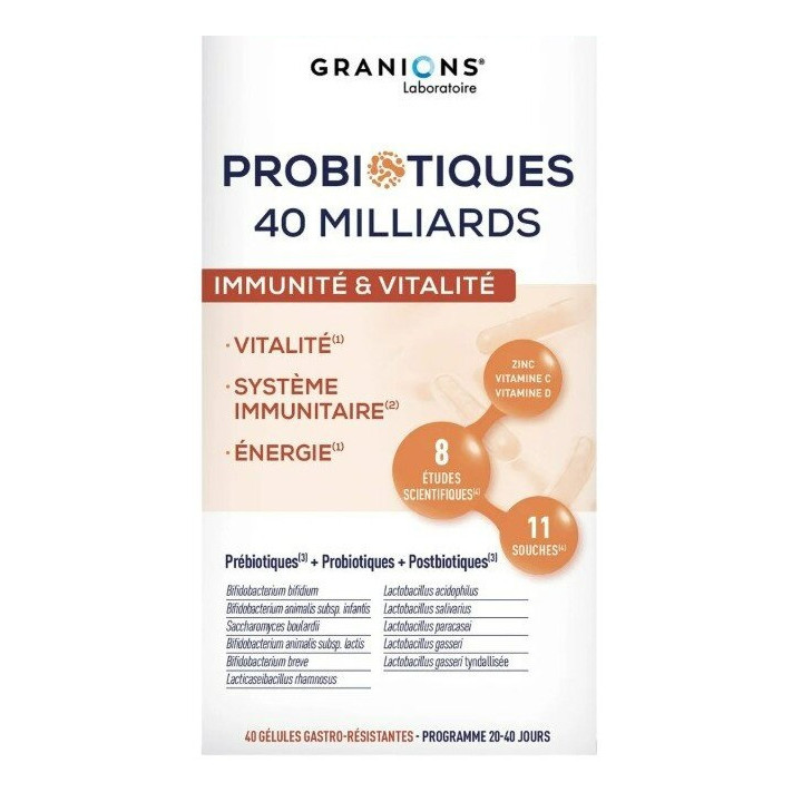 Probiotiques Immunité & Vitalité x40 gélules – Granions – IllicoPharma