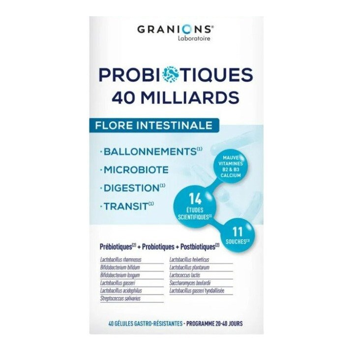 Probiotiques Flore Intestinale x40 gélules – Granions – IllicoPharma