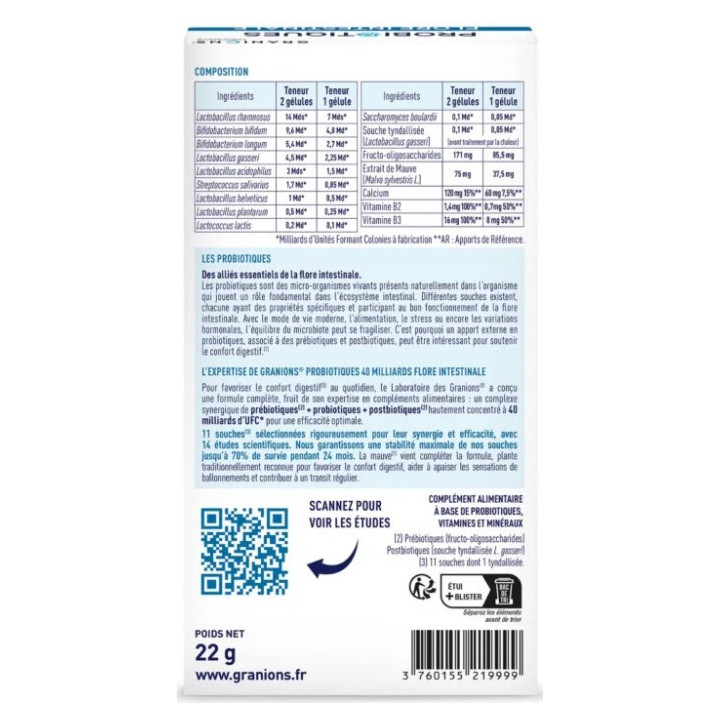 Probiotiques Flore Intestinale x40 gélules – Granions – IllicoPharma