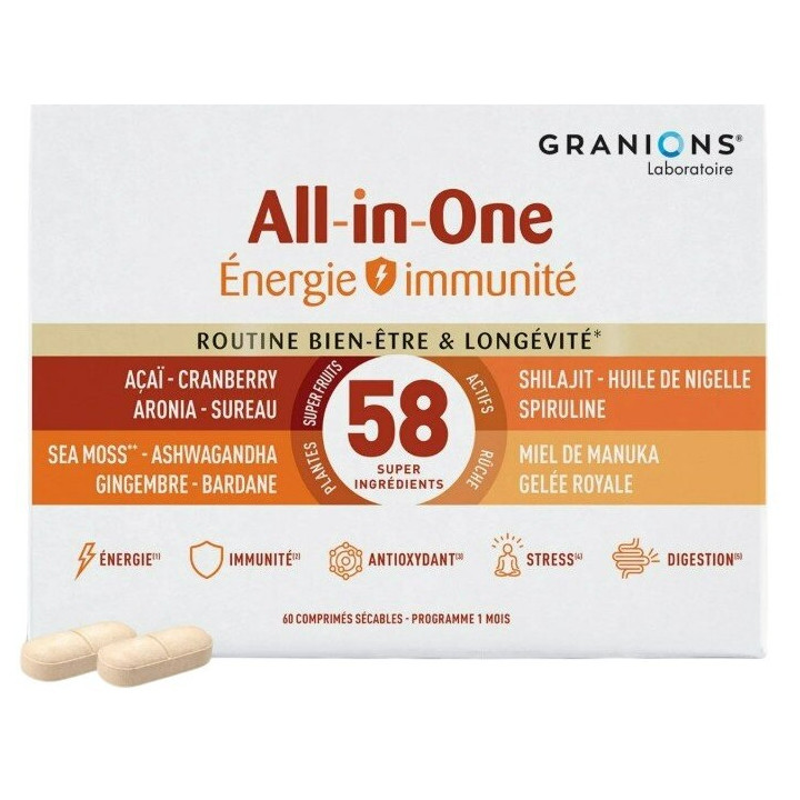 All-In-One Energie & Immunité x60cpr – Granions – IllicoPharma