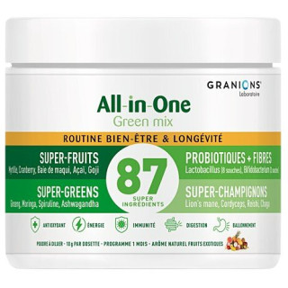 All-In-One Green Mix Bien-Être & Longévité Poudre Pot 170g – Granions – IllicoPharma