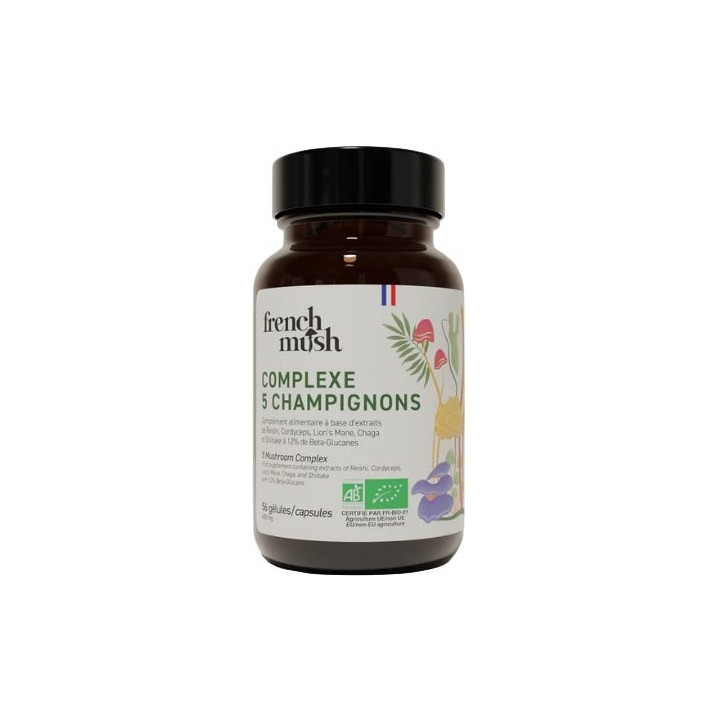 Complexe 5 Champignons Bio x56 gélules – French Mush – IllicoPharma