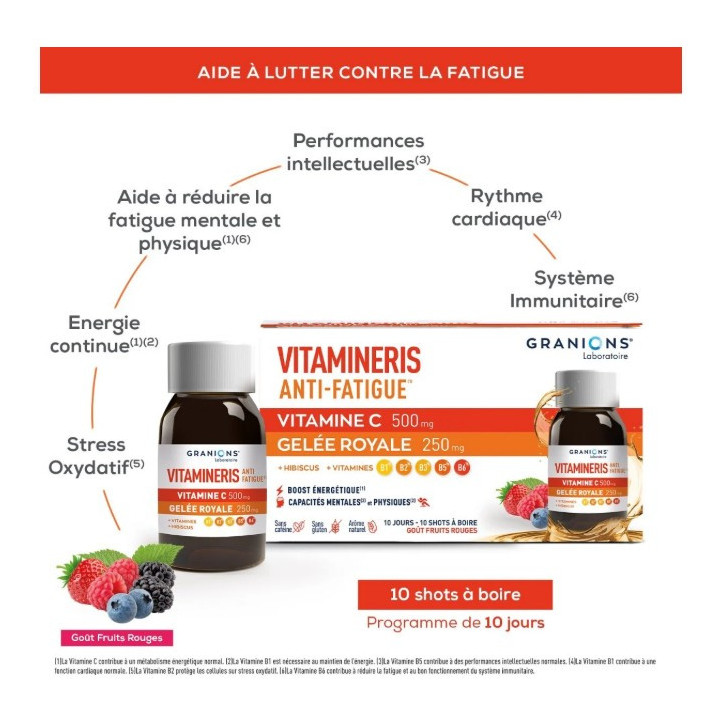 Vitamineris Anti-Fatigue x10 shots - Granions - IllicoPharma