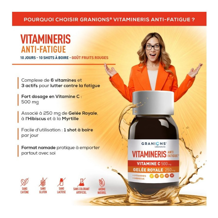 Vitamineris Anti-Fatigue x10 shots - Granions - IllicoPharma