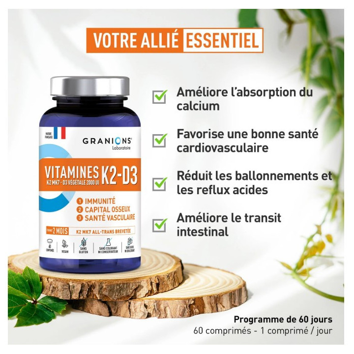Vitamines K2-D3 x60cpr - Granions - IllicoPharma