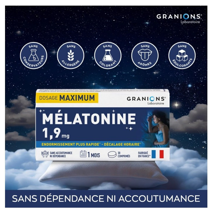 Mélatonine 1,9mg x30cpr - Granions - IllicoPharma