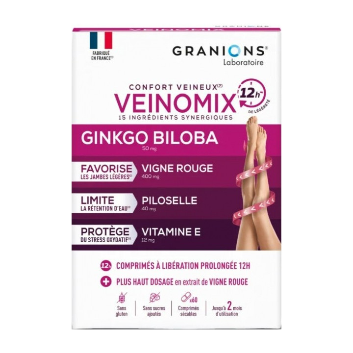 Veinomix Confort Veineux Libération Prolongée 12h x60cpr - Granions - IllicoPharma