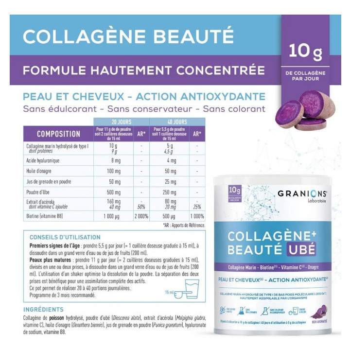 Collagène+ Beauté Ubé 220g - Granions - IllicoPharma