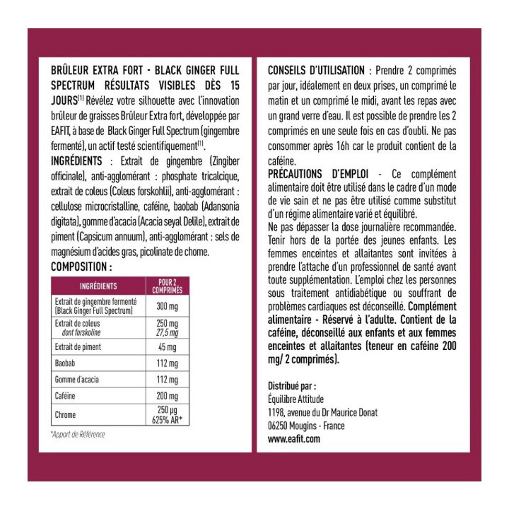 Minceur 360 Brûleur Extra Fort x60cpr - Eafit - IllicoPharma