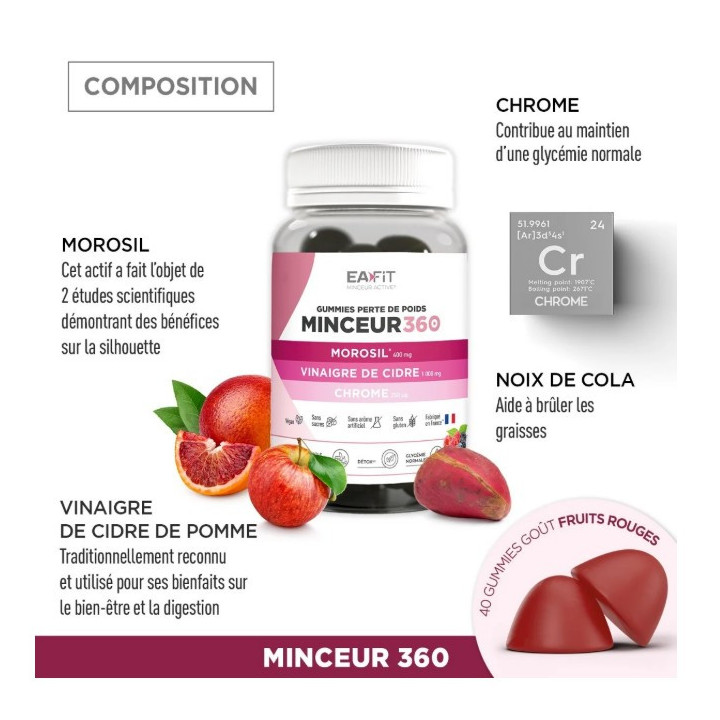 Minceur 360 Gummies Morosil & Vinaigre de Cidre x40 - Eafit - IllicoPharma