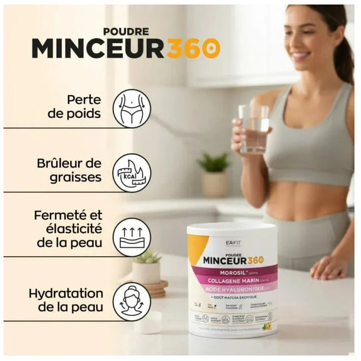 Minceur 360 Morosil Matcha Poudre 275g - Eafit - Pharmacie en ligne IllicoPharma