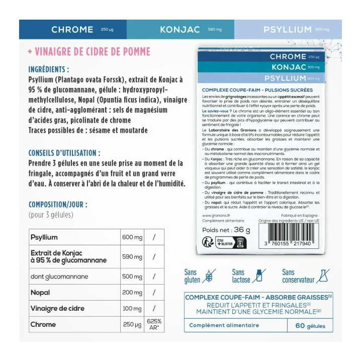 Complexe Coupe-Faim x60 gélules - Granions - IllicoPharma