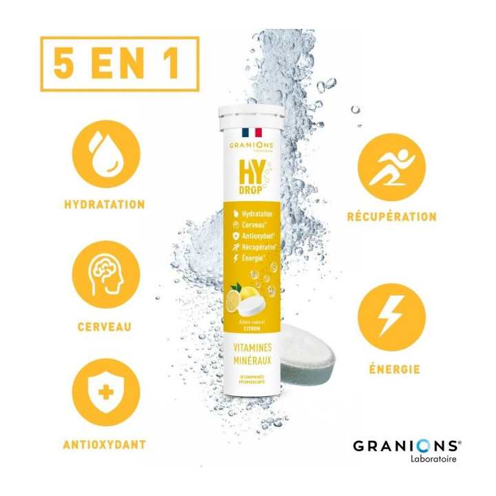 Hydrop Hydratation Électrolytes Citron x20cpr effervescents - Granions - IllicoPharma