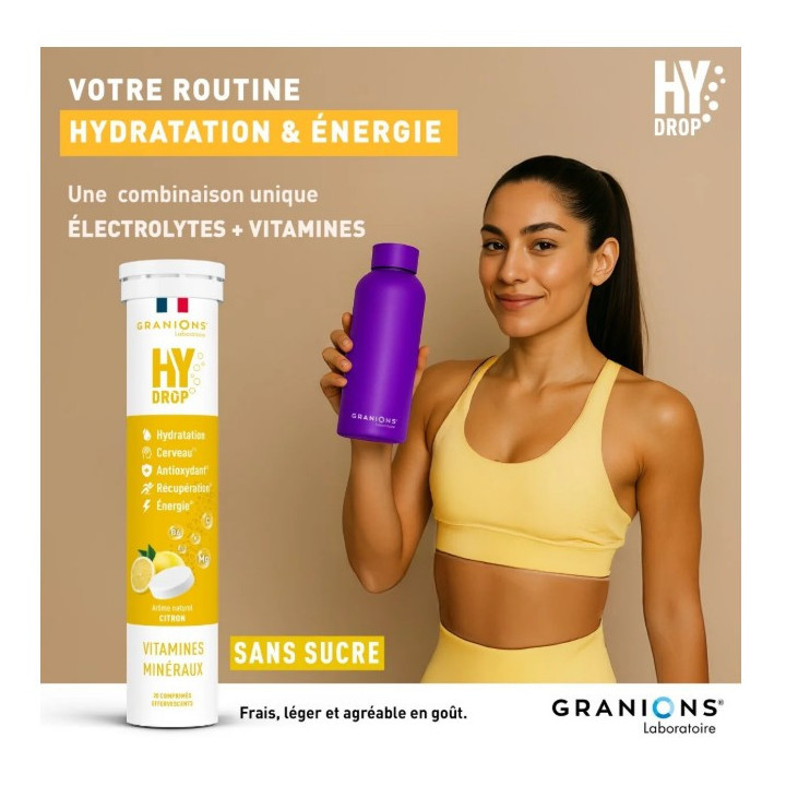 Hydrop Hydratation Électrolytes Citron x20cpr effervescents - Granions - IllicoPharma