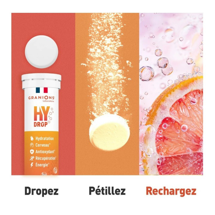 Hydrop Hydratation Électrolytes Agrumes x20cpr effervescents - Granions - IllicoPharma