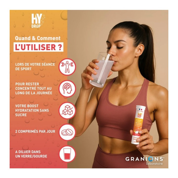 Hydrop Hydratation Électrolytes Agrumes x20cpr effervescents - Granions - IllicoPharma