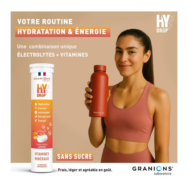 Hydrop Hydratation Électrolytes Agrumes x20cpr effervescents - Granions - IllicoPharma