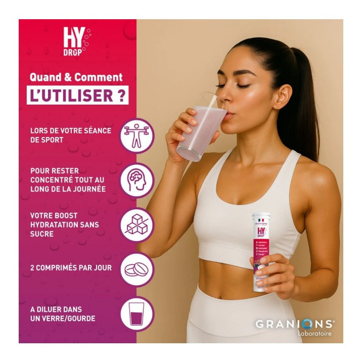 Hydrop Hydratation Électrolytes Fruits Rouges x20cpr effervescents - Granions - IllicoPharma
