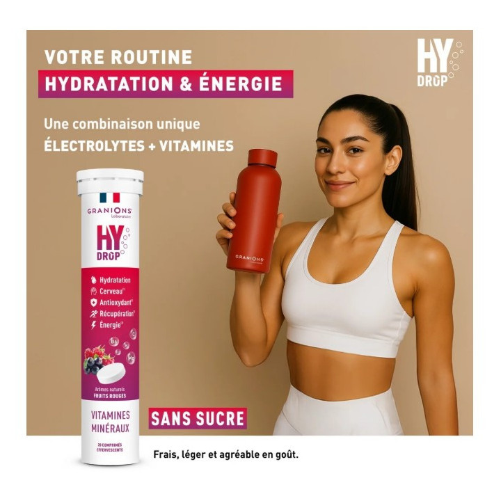 Hydrop Hydratation Électrolytes Fruits Rouges x20cpr effervescents - Granions - IllicoPharma