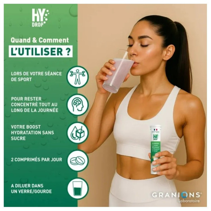 Hydrop Hydratation Électrolytes Menthe Citron x20cpr effervescents - Granions - IllicoPharma