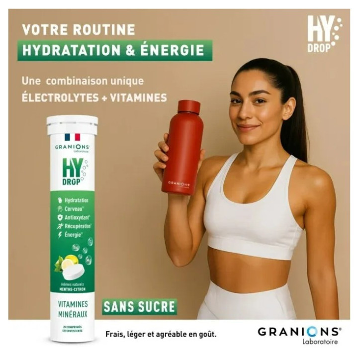 Hydrop Hydratation Électrolytes Menthe Citron x20cpr effervescents - Granions - IllicoPharma