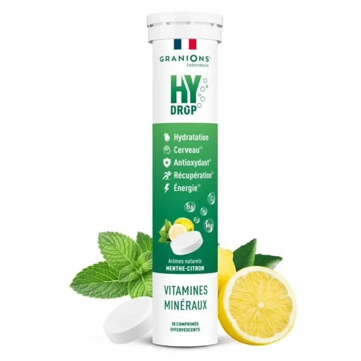 Hydrop Hydratation Électrolytes Menthe Citron x20cpr effervescents - Granions - IllicoPharma