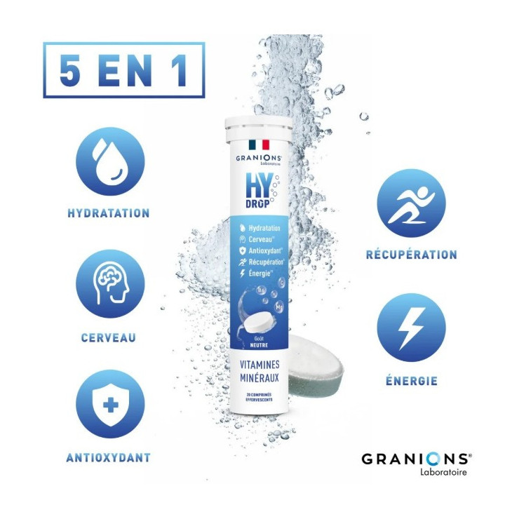 Hydrop Hydratation Électrolytes Neutre x20cpr effervescents - Granions - IllicoPharma