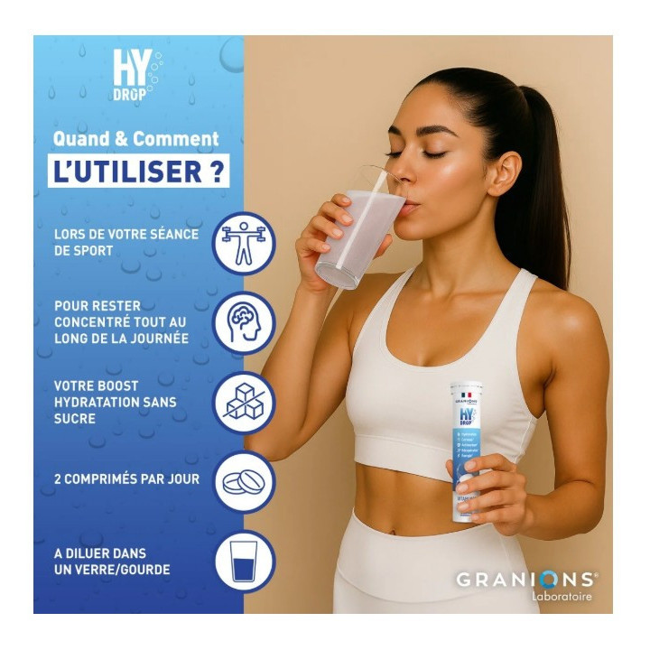 Hydrop Hydratation Électrolytes Neutre x20cpr effervescents - Granions - IllicoPharma
