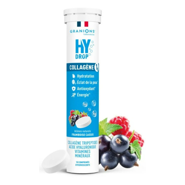 Hydrop Collagène Hydratation Électrolytes Framboise Cassis x18cpr effervescents - Granions - IllicoPharma